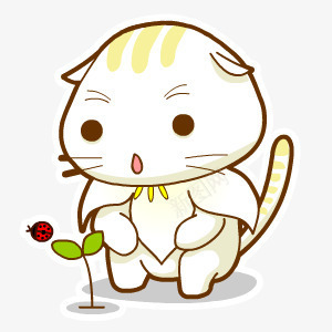 看花的白色卡通可爱猫咪png免抠素材_88icon https://88icon.com 卡通 可爱 白色