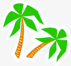 绿色热带椰树卡通素材