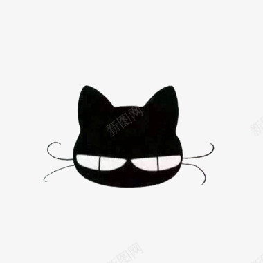 手绘黑色猫咪形象图标图标