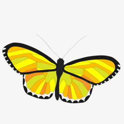 卡通黄色的手绘蝴蝶昆虫矢量图素材