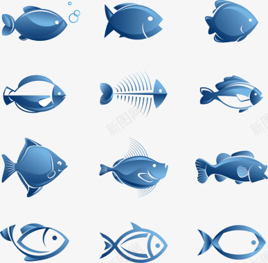 鱼类标矢量图图标图标