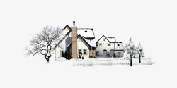 冬房子雪地里的小房子简约装饰高清图片