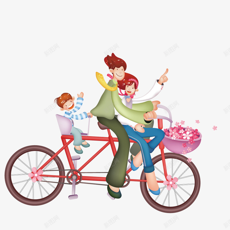 骑自行车游玩的一家人png免抠素材_88icon https://88icon.com 一家人 游玩 自行车