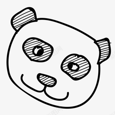 手绘的熊猫头图标图标