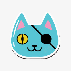 蓝色海盗猫咪素材
