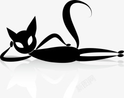 卡通黑色猫咪素材
