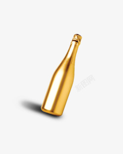 节日金色酒瓶元素素材