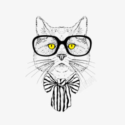 带长戴眼镜的绅士猫高清图片
