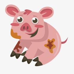 卡通粉红色的小猪动物矢量图素材