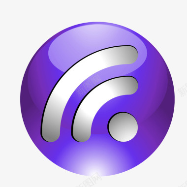 紫色立体球形质感无线网图标图标