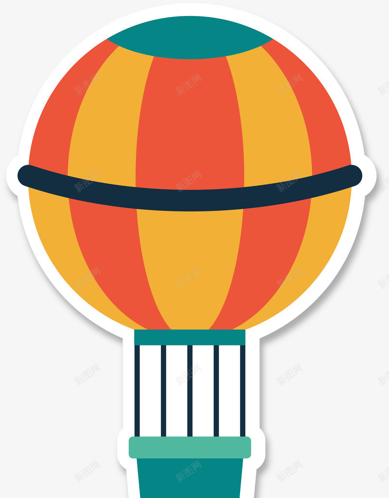 卡通彩色热气球贴纸png免抠素材_88icon https://88icon.com 卡通 彩色 旅游 时尚贴纸 热气球 矢量图案