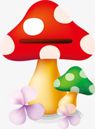 卡通彩色蘑菇造型花朵素材