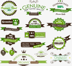 复古绿色食品标签矢量图素材