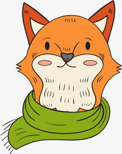 冬天卡通橘色狐狸矢量图素材