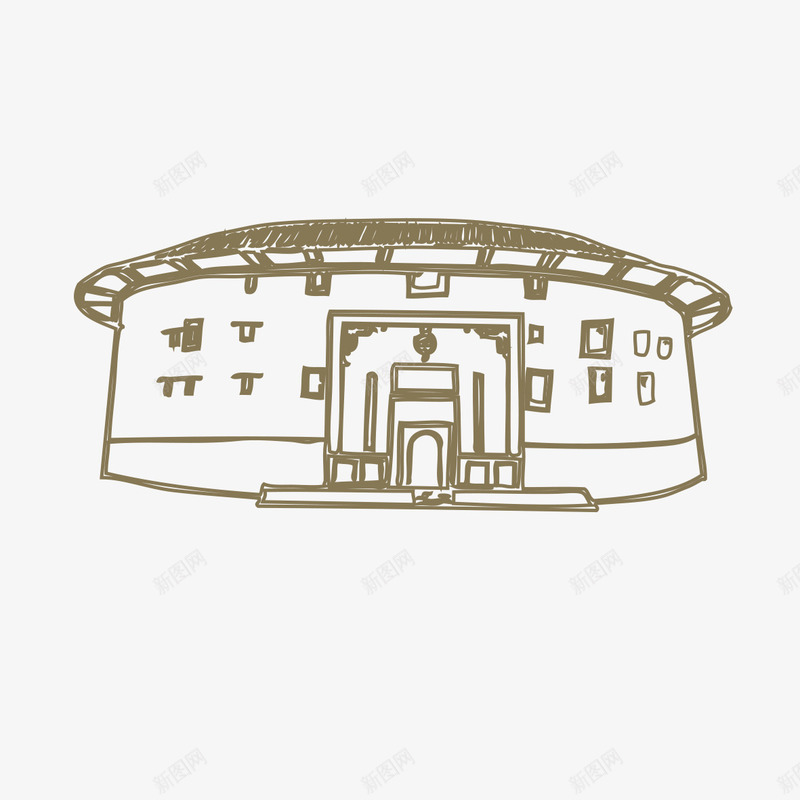 手绘白描png免抠素材_88icon https://88icon.com 名胜古迹 手绘 旅游 白描 白色 线描