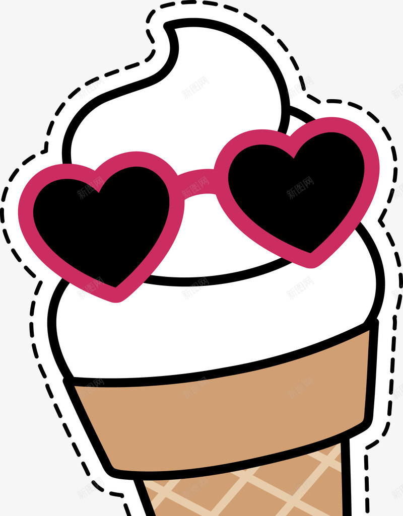 卡通时尚冰淇淋甜筒贴纸png免抠素材_88icon https://88icon.com 冰淇淋 卡通时尚 手绘 甜品 甜筒 矢量图案 贴纸