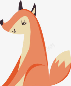 闭眼睛的橘色狐狸矢量图素材