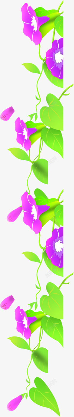 紫色卡通喇叭花造型花朵素材
