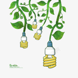 创意绿叶环保灯泡素材