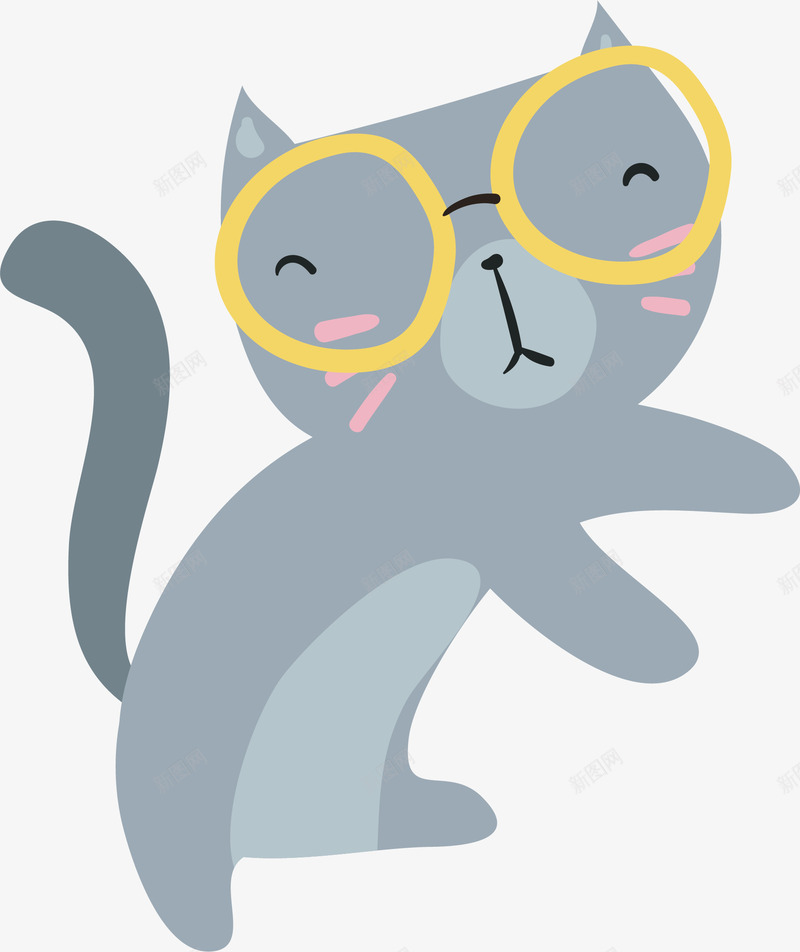 卡通猫咪矢量图ai免抠素材_88icon https://88icon.com 卡通动物 卡通手绘 玩偶 眼镜 装饰图案 矢量图