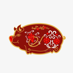 红色小猪动物素材