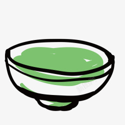绿色小碗手绘图案素材