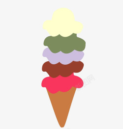 多层多彩冰淇淋简笔画素材