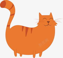 手绘橙色可爱猫咪矢量图素材
