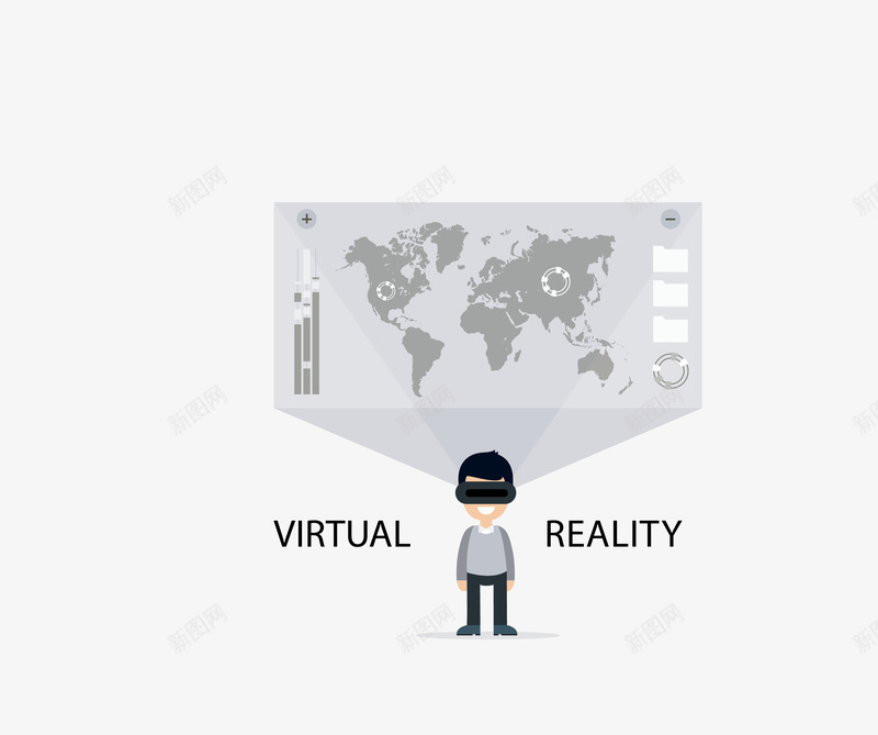 灰色戴VR眼镜男孩VR科技png免抠素材_88icon https://88icon.com 戴VR眼镜男孩 灰色VR世界 矢量VR科技 科技