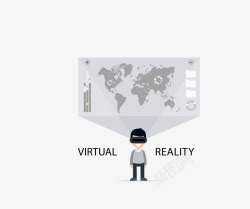 灰色戴VR眼镜男孩VR科技素材