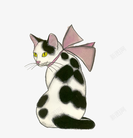 黑白蝴蝶结猫咪png免抠素材_88icon https://88icon.com 优雅 白猫 蝴蝶结 黑猫