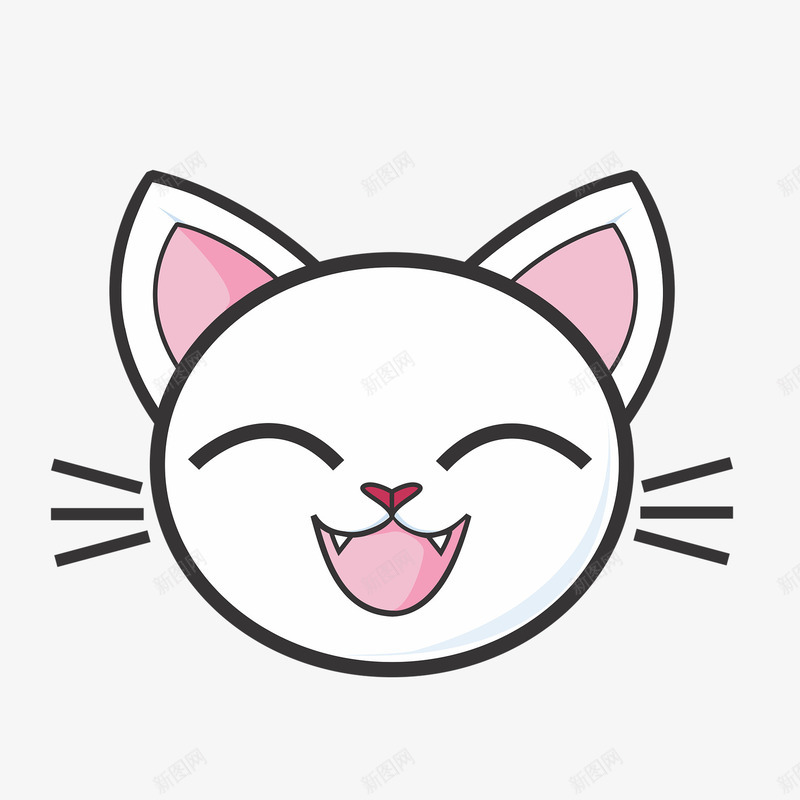 大笑的猫咪png免抠素材_88icon https://88icon.com 动物 可爱的 大 大笑 大笑脸 头像 猫咪 白色的 胡须