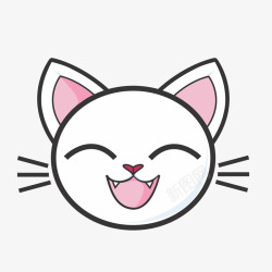 白色胡须大笑的猫咪高清图片