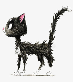 黑猫伸懒腰卡通猫高清图片