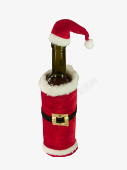 戴圣诞帽的酒瓶素材