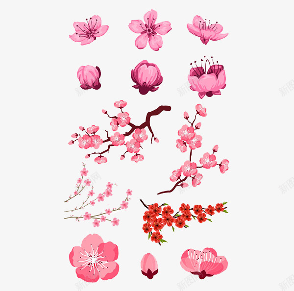 多种粉色桃花png免抠素材_88icon https://88icon.com 图案 春天 桃花 粉色