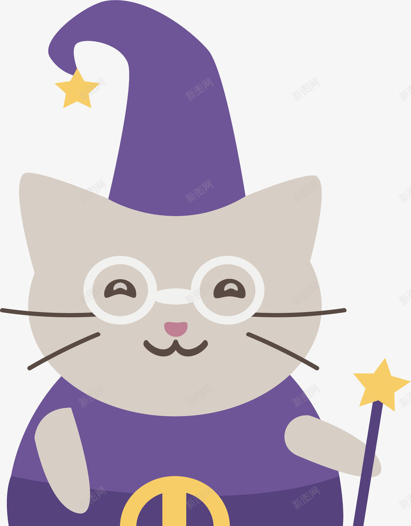 魔法女巫猫咪png免抠素材_88icon https://88icon.com 万圣节 女巫 女巫猫咪 矢量png 魔法女巫 魔法猫咪