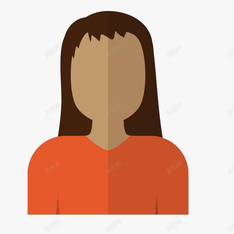 长发女人手绘图案png免抠素材_88icon https://88icon.com 人物 卡通 图案 头像 橘色衣服 长发女人
