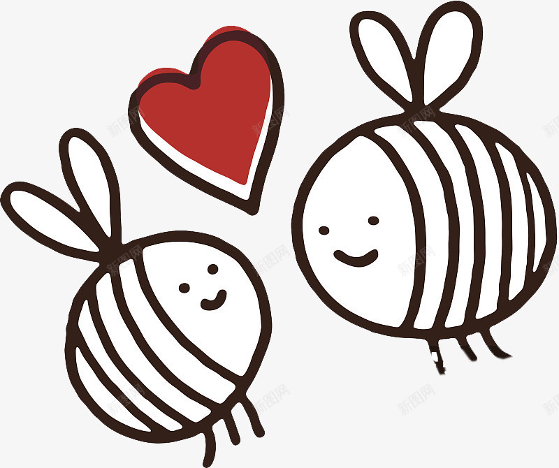 恋爱中的小蜜蜂png免抠素材_88icon https://88icon.com 动物 卡通手绘 可爱 恋爱 爱情 红心 蜜蜂 黄色
