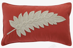 红色叶子枕头长方形素材