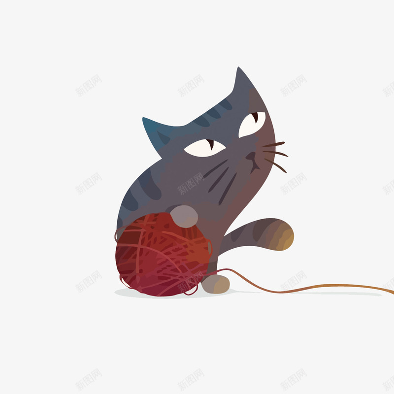 猫咪和毛线球矢量图eps免抠素材_88icon https://88icon.com 卡通 宠物 彩色毛球 毛线球 猫咪 矢量图