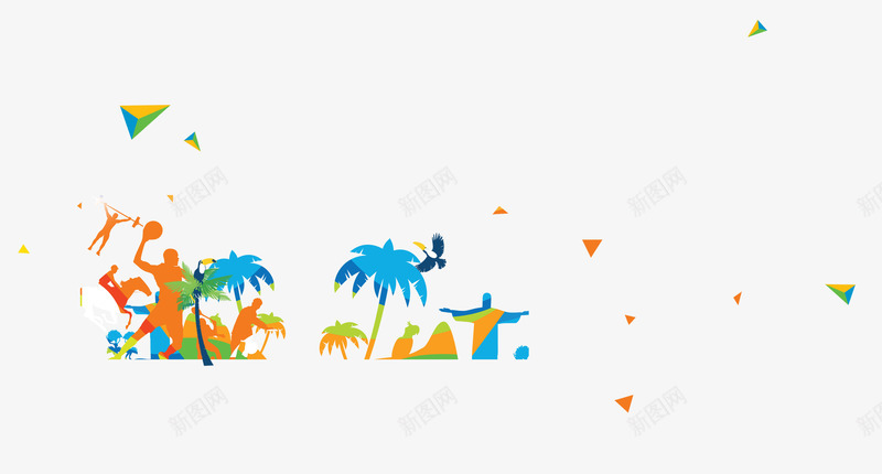 漂浮几何体热带植物png免抠素材_88icon https://88icon.com 漂浮素材 热带椰子树 运动海报设计素材