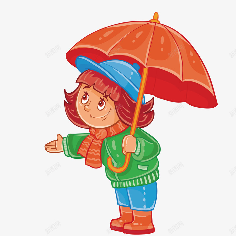 下雨天矢量图ai免抠素材_88icon https://88icon.com PNG免抠图下载 儿童 女孩 秋天 装饰 雨伞 矢量图