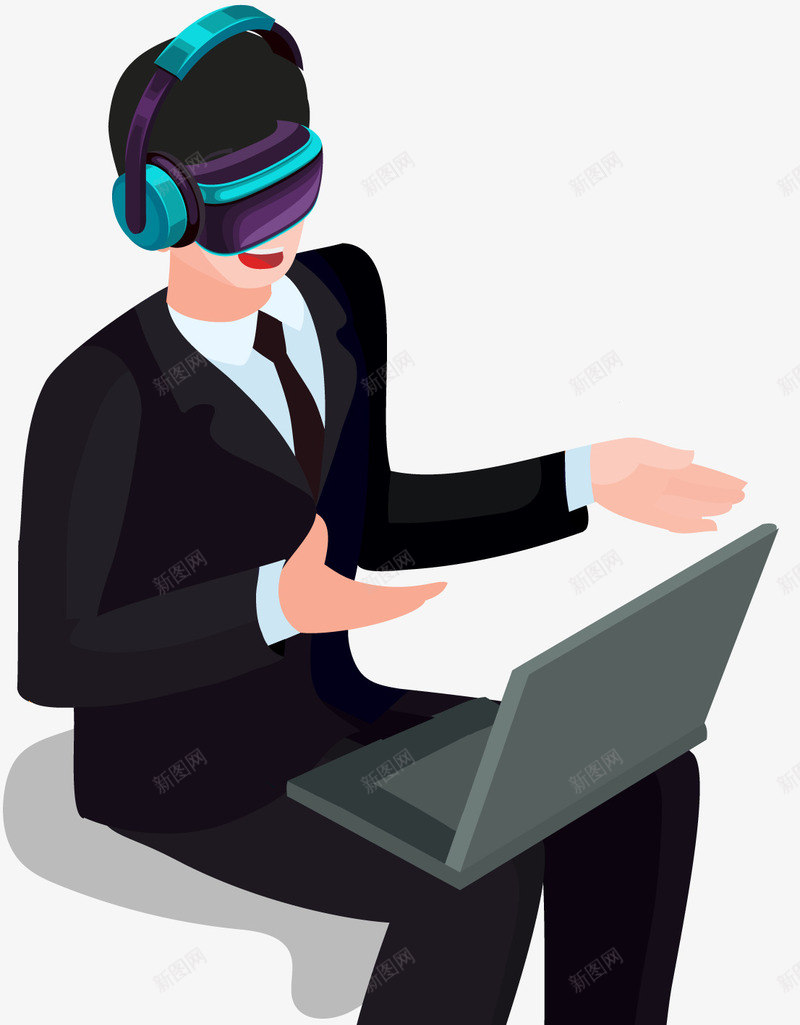 VR办公商务人士矢量图ai免抠素材_88icon https://88icon.com VR VR世界 人物 办公 商务 商务人士 智能办公 矢量图