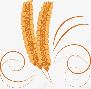 金色谷物麦穗手绘图图标图标