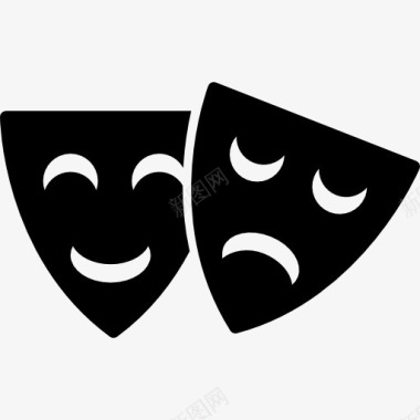 面具男快乐和悲伤的戏剧面具图标图标