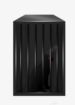 铁笼子笼子里的黑色猫咪高清图片