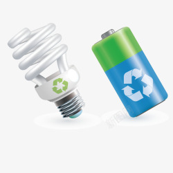 回收电池节能灯泡矢量图素材