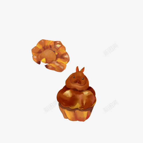 动物造型面包手绘画片png免抠素材_88icon https://88icon.com 兔子 手绘美食 棕色 色彩画 零食 面包
