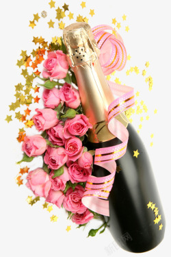 节日香槟玫瑰花素材